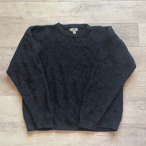 Vintage LL Bean Charcoal Black 100% Wool Sweater